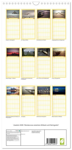 Produktbild: Familienplaner 2026 - Usedom 2026 Rendezvous zwischen Ahlbeck und Heringsdorf mit 5 Spalten (Wandkalender, 21 x 45 cm) CALVENDO