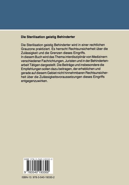 Produktbild: Die Sterilisation geistig Behinderter