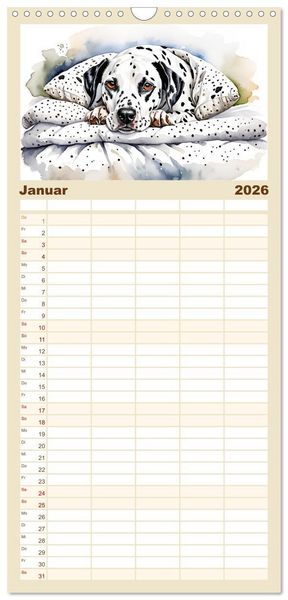 Produktbild: Familienplaner 2026 - Hundetr&auml;ume mit 5 Spalten (Wandkalender, 21 x 45 cm) CALVENDO