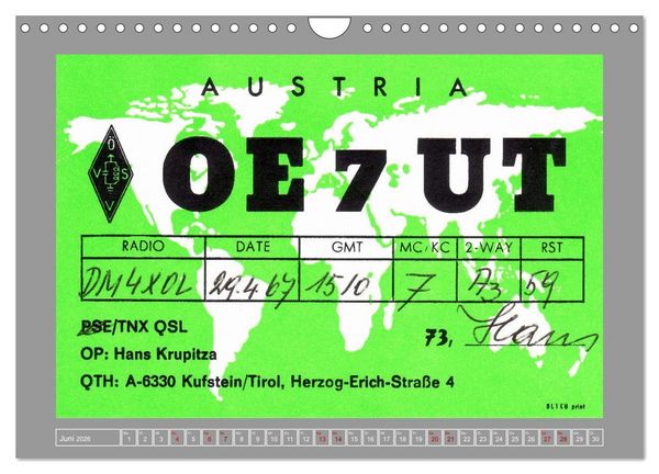 Produktbild: Austria calling - Amateurfunk in &Ouml;sterreich (Wandkalender 2026 DIN A4 quer), CALVENDO Monatskalender