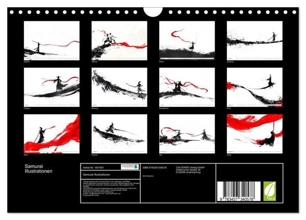 Produktbild: Samurai Illustrationen (Wandkalender 2026 DIN A4 quer), CALVENDO Monatskalender