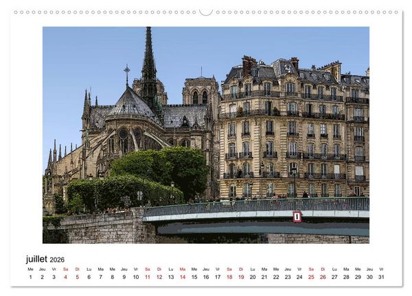 Produktbild: Notre-Dame de Paris en Cartoon (Calendrier mural 2026 DIN A2 vertical) calendrier de bureau