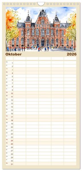 Produktbild: Familienplaner 2026 - Zauberhafte Niederlande mit 5 Spalten (Wandkalender, 21 x 45 cm) CALVENDO