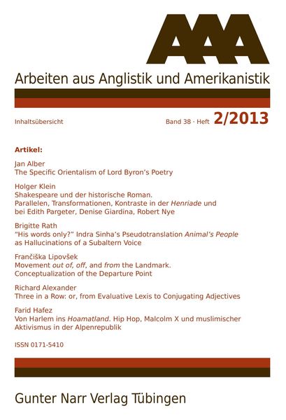 Produktbild: AAA Arbeiten aus Anglistik und Amerikanistik 2013 Heft 2