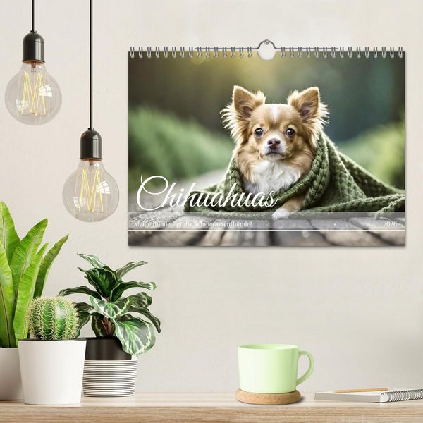 Produktbild: Chihuahuas - Kleine Hunde - gro&szlig;e Temperamentb&uuml;ndel (Wandkalender 2026 DIN A4 quer), CALVENDO Monatskalender