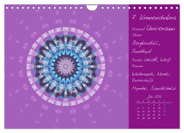 Produktbild: Kleine Chakrenlehre (Wandkalender 2026 DIN A4 quer), CALVENDO Monatskalender