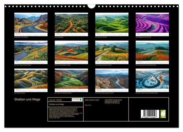 Produktbild: Stra&szlig;en und Wege (Wandkalender 2026 DIN A3 quer), CALVENDO Monatskalender