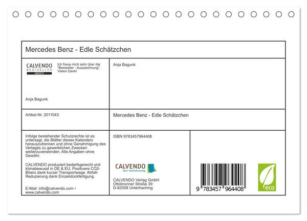 Produktbild: Mercedes Benz - Edle Sch&auml;tzchen (Tischkalender 2026 DIN A5 quer), CALVENDO Monatskalender