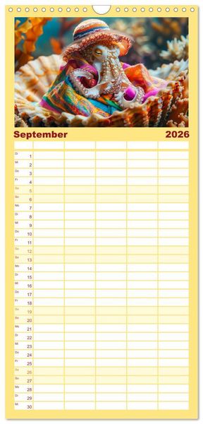 Produktbild: Familienplaner 2026 - Tintenfisch Fashion. Coole Models zeigen die Trends mit 5 Spalten (Wandkalender, 21 x 45 cm) CALVENDO
