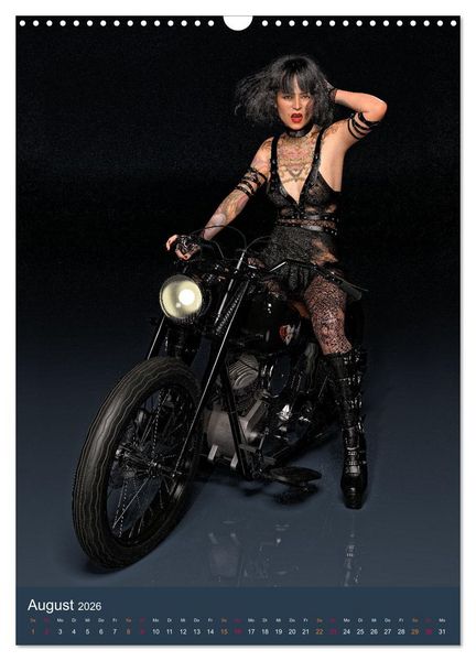 Produktbild: Tattooed Girls and Bikes (Wandkalender 2026 DIN A3 hoch), CALVENDO Monatskalender