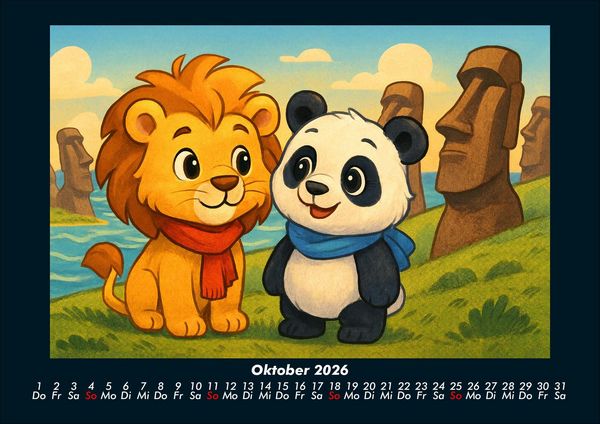 Produktbild: Buschi und Pippin - Reise zu den Weltwundern 2026 Fotokalender DIN A4