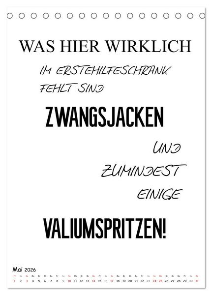 Produktbild: Typo-Kalender f&uuml;r das B&uuml;ro. Gemeine und lustige Spr&uuml;che (Tischkalender 2026 DIN A5 hoch), CALVENDO Monatskalender