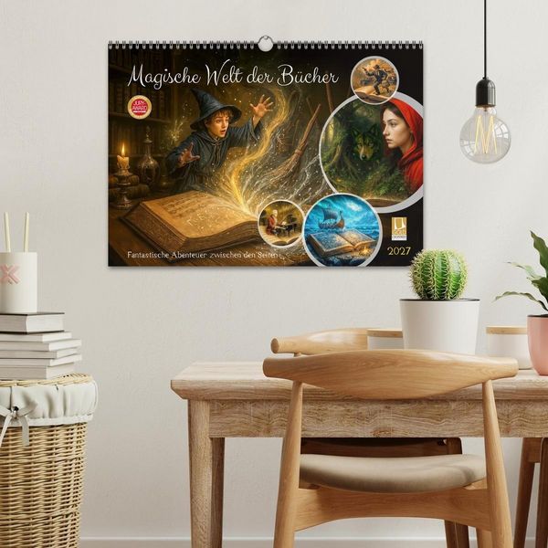 Produktbild: Magische Welt der B&uuml;cher - Fantastische Abenteuer zwischen den Seiten (Wandkalender 2027 DIN A3 quer), CALVENDO Monatskalender
