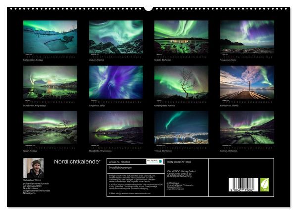 Produktbild: Nordlichtkalender (hochwertiger Premium Wandkalender 2026 DIN A2 quer), Kunstdruck in Hochglanz
