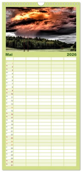Produktbild: Familienplaner 2026 - Gewaltige Natur - bedrohlich und sch&ouml;n mit 5 Spalten (Wandkalender, 21 x 45 cm) CALVENDO