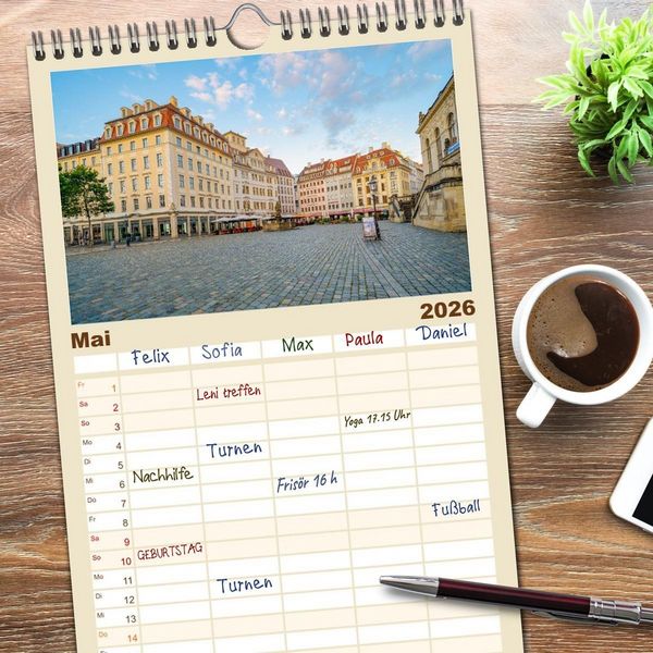 Produktbild: Familienplaner 2026 - Dresden - zeitlose Sch&ouml;nheit mit 5 Spalten (Wandkalender, 21 x 45 cm) CALVENDO