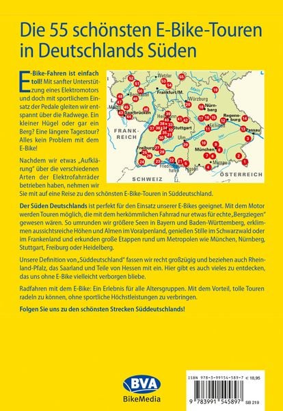 Produktbild: BVA Die 55 sch&ouml;nsten E-Bike Touren in Deutschlands S&uuml;den