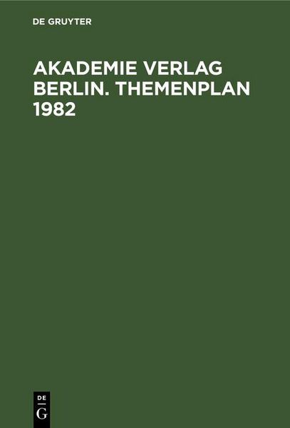 Produktbild: Akademie Verlag Berlin. Themenplan 1982