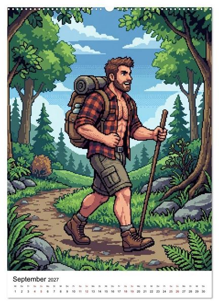 Produktbild: 8-Bit Adonis &ndash; Das Jahr in Pixeln (hochwertiger Premium Wandkalender 2027 DIN A2 hoch), Kunstdruck in Hochglanz