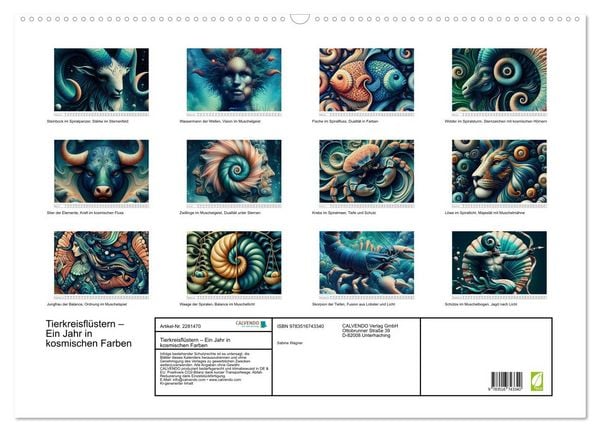 Produktbild: Tierkreisfl&uuml;stern &ndash; Ein Jahr in kosmischen Farben (Wandkalender 2026 DIN A2 quer), CALVENDO Monatskalender