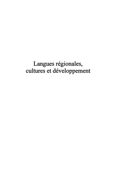 Produktbild: Langues regionales, cultures et developpement