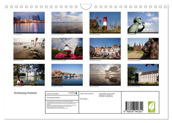 Produktbild: Schleswig-Holstein (Wandkalender 2026 DIN A4 quer), CALVENDO Monatskalender