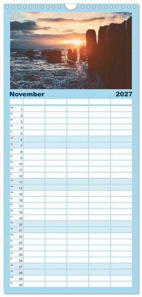 Produktbild: Familienplaner 2027 - Abendlicht &uuml;ber der Nordsee mit 5 Spalten (Wandkalender, 21 x 45 cm) CALVENDO