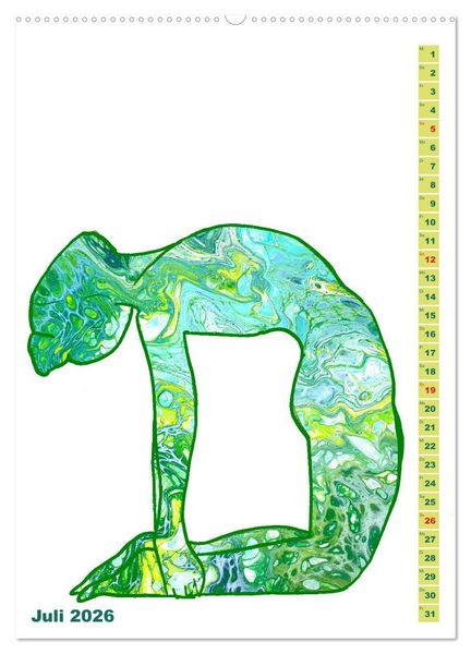 Produktbild: Pr&auml;chtiges Yoga Pouring - Yoga verschmilzt mit Kunst (hochwertiger Premium Wandkalender 2026 DIN A2 hoch), Kunstdruck in Hochglanz
