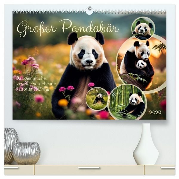 Großer Pandabär (hochwertiger Premium Wandkalender 2026 DIN A2 quer), Kunstdruck in Hochglanz