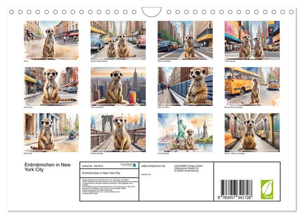 Produktbild: Erdm&auml;nnchen in New York City (Wandkalender 2026 DIN A4 quer), CALVENDO Monatskalender
