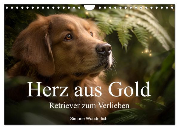 Produktbild: Herz aus Gold - Retriever zum Verlieben (Wandkalender 2026 DIN A4 quer), CALVENDO Monatskalender
