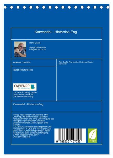 Produktbild: Karwendel - Hinterriss-Eng (Tischkalender 2026 DIN A5 hoch), CALVENDO Monatskalender