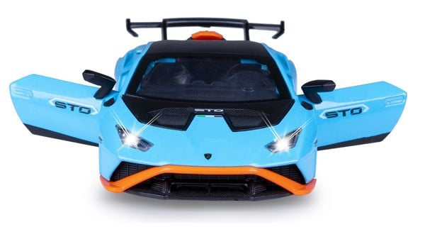 Produktbild: Lamborghini Hurac&aacute;n STO Diecast 1:32 blau inkl. Knopfzellen