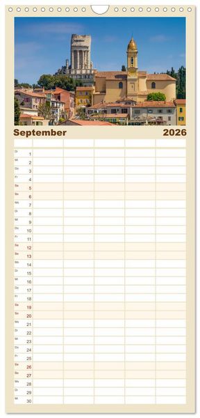 Produktbild: Familienplaner 2026 - C&Ocirc;TE D&rsquo;AZUR Bezaubernde Orte mit 5 Spalten (Wandkalender, 21 x 45 cm) CALVENDO