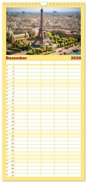 Produktbild: Familienplaner 2026 - Urlaub in Miniatur mit 5 Spalten (Wandkalender, 21 x 45 cm) CALVENDO