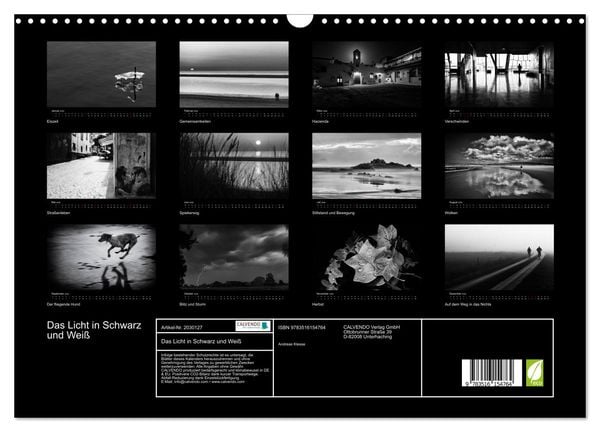 Produktbild: Das Licht in Schwarz und Wei&szlig; (Wandkalender 2026 DIN A3 quer), CALVENDO Monatskalender