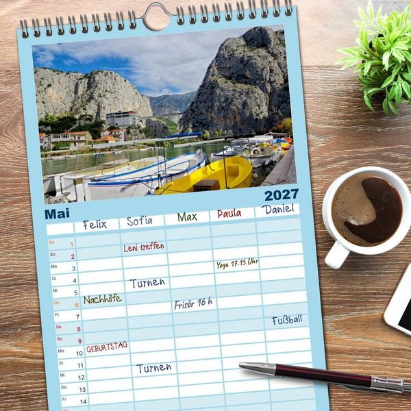 Produktbild: Familienplaner 2027 - Dalmatien - Stille Orte mit 5 Spalten (Wandkalender, 21 x 45 cm) CALVENDO