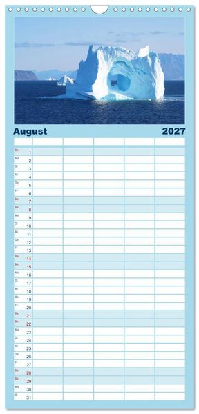 Produktbild: Familienplaner 2027 - 7 Kontinente - Weltweit durch das Jahr mit 5 Spalten (Wandkalender, 21 x 45 cm) CALVENDO