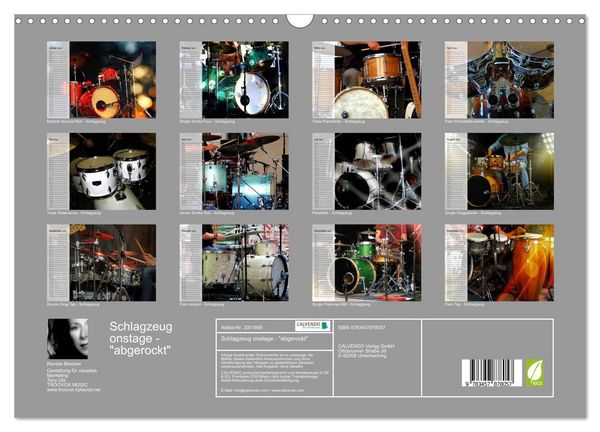 Produktbild: Schlagzeug onstage - "abgerockt" (Wandkalender 2026 DIN A3 quer), CALVENDO Monatskalender