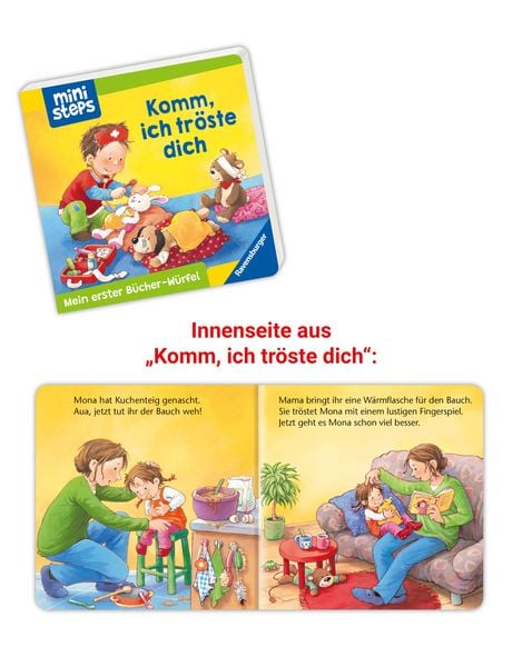 Produktbild: ministeps Mein erster B&uuml;cher-W&uuml;rfel: T&ouml;pfchen, Schnuller, Gute Nacht (B&uuml;cher-Set) - ab 18 Monate