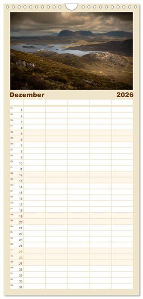 Produktbild: Familienplaner 2026 - Die Highlands - Schottlands rauher Nordwesten mit 5 Spalten (Wandkalender, 21 x 45 cm) CALVENDO