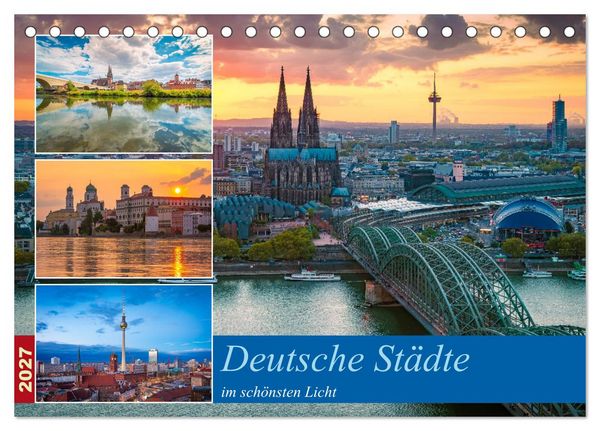 Produktbild: Deutsche St&auml;dte im sch&ouml;nsten Licht (Tischkalender 2027 DIN A5 quer), CALVENDO Monatskalender