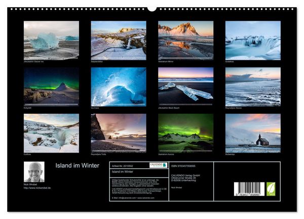 Produktbild: Island im Winter (hochwertiger Premium Wandkalender 2026 DIN A2 quer), Kunstdruck in Hochglanz