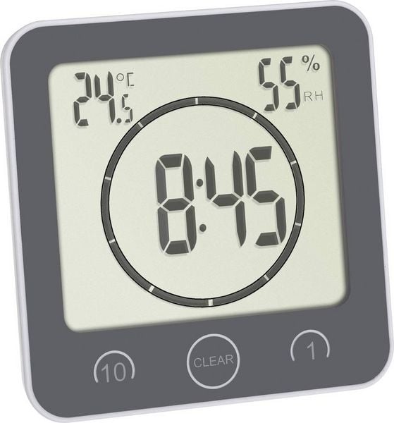 Produktbild: TFA Dostmann Bad- /K&uuml;chenuhr mit Timer Timer Grau digital