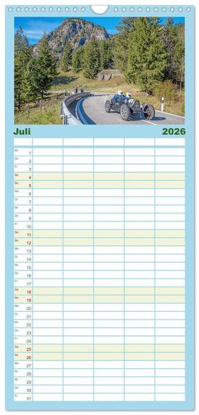 Produktbild: Familienplaner 2026 - Faszination Jochpassrennen mit 5 Spalten (Wandkalender, 21 x 45 cm) CALVENDO