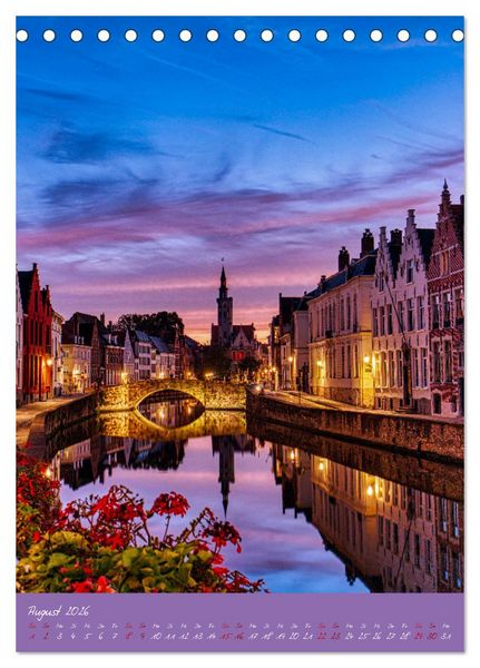 Produktbild: D&auml;mmerung in Gent und Br&uuml;gge (Tischkalender 2026 DIN A5 hoch), CALVENDO Monatskalender