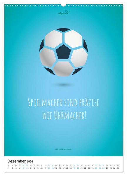 Produktbild: vollgeherzt: Der lustige Zitate-Wandkalender f&uuml;r Fu&szlig;ballfans und Sportbegeisterte! (Wandkalender 2026 DIN A2 hoch), CALVENDO Monatskalender