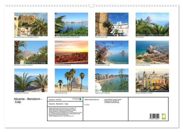 Produktbild: Alicante - Benidorm - Calp (Wandkalender 2026 DIN A2 quer), CALVENDO Monatskalender