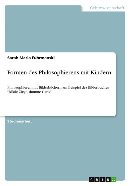 Produktbild: Formen des Philosophierens mit Kindern
