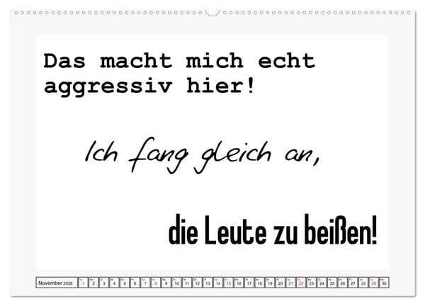 Produktbild: Typo-Kalender f&uuml;r das B&uuml;ro. Sarkasmus und fiese Spr&uuml;che (hochwertiger Premium Wandkalender 2026 DIN A2 quer), Kunstdruck in Hochglanz
